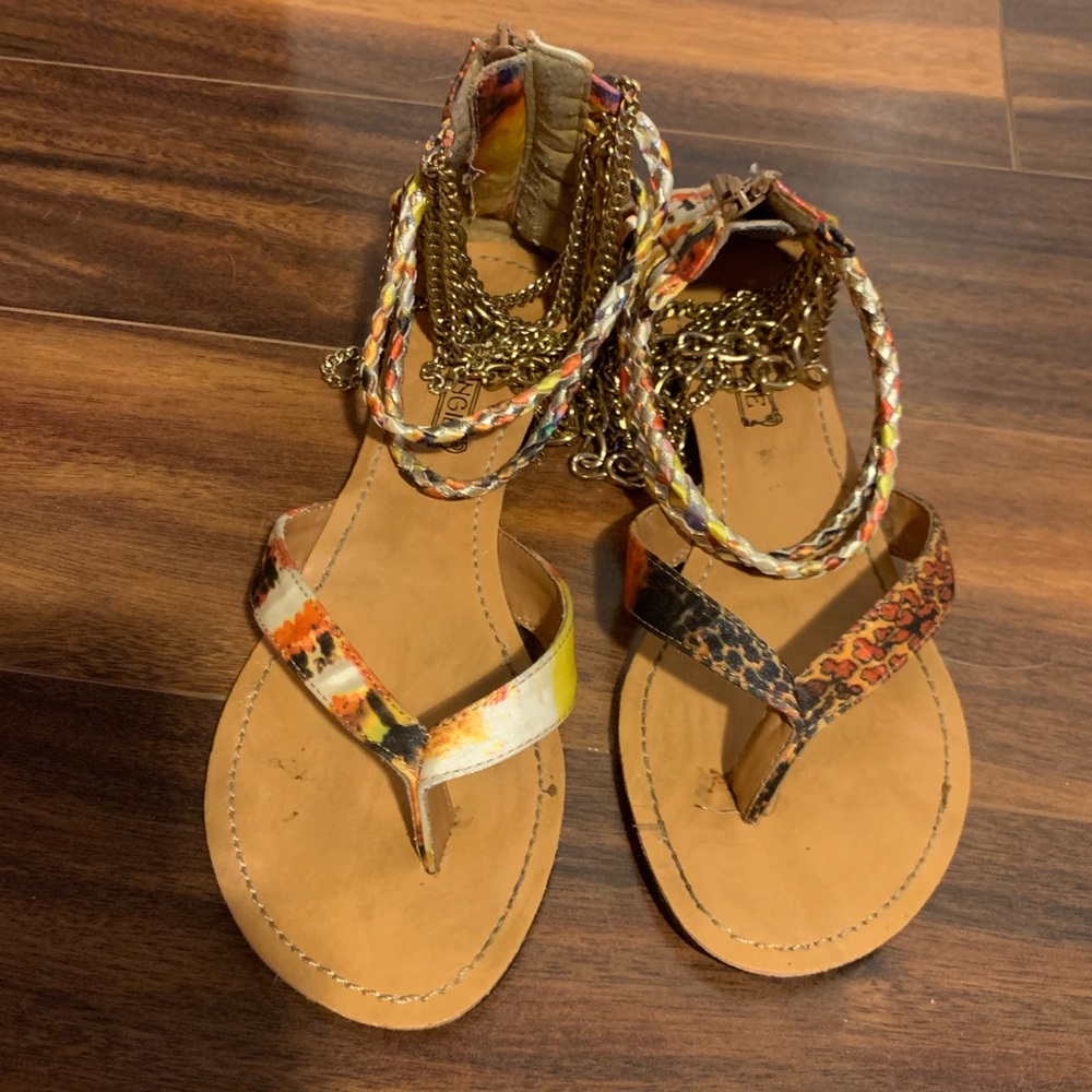 Gold chain and Braided rope sandals